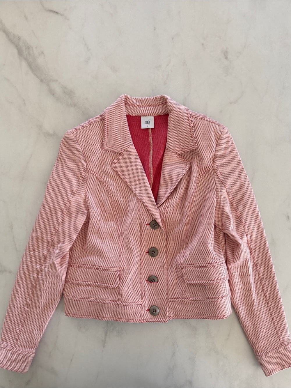 Cabi Pink Textured Tailored Blazer